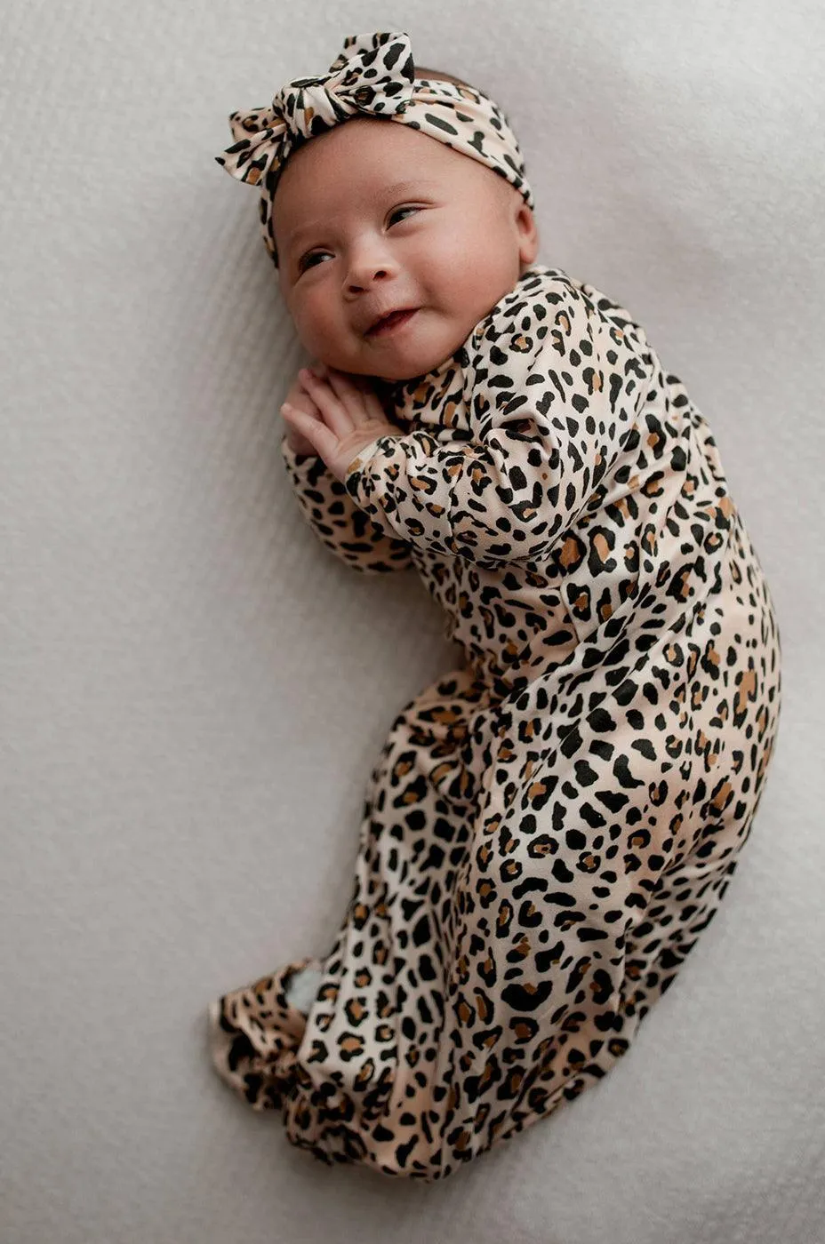 Leopard Newborn Knotted Gown Set