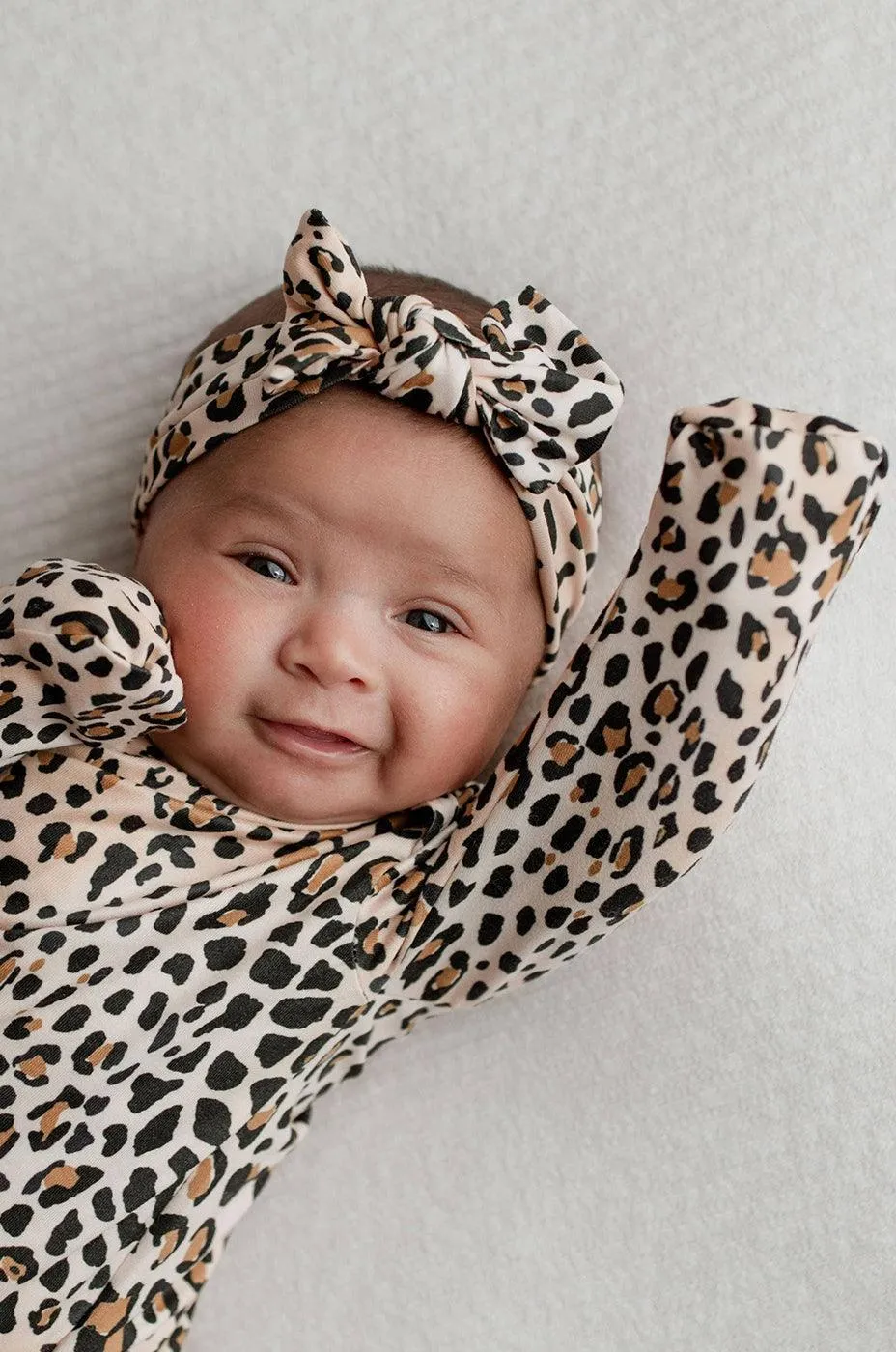 Leopard Newborn Knotted Gown Set