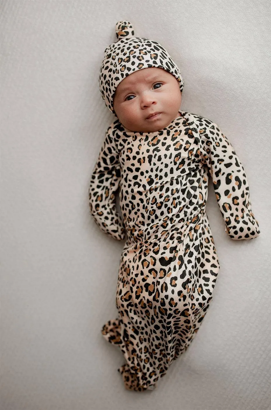 Leopard Newborn Knotted Gown Set