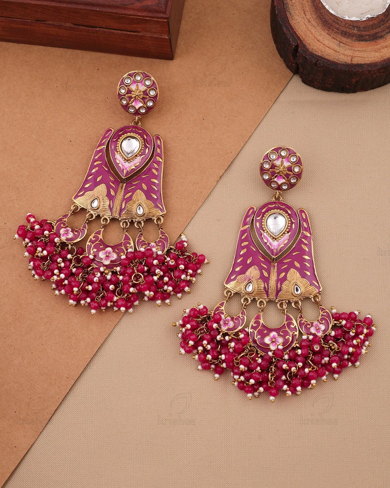 Madhubala Kundan Dangler Earrings - RANG