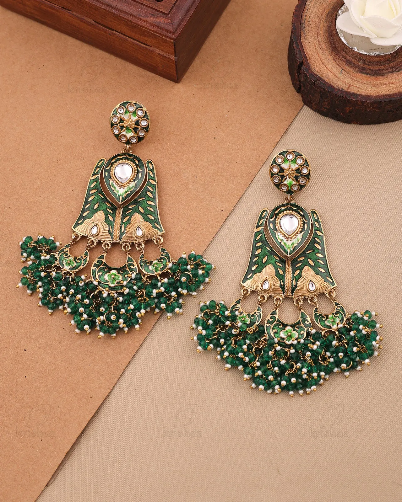 Madhubala Kundan Dangler Earrings - RANG