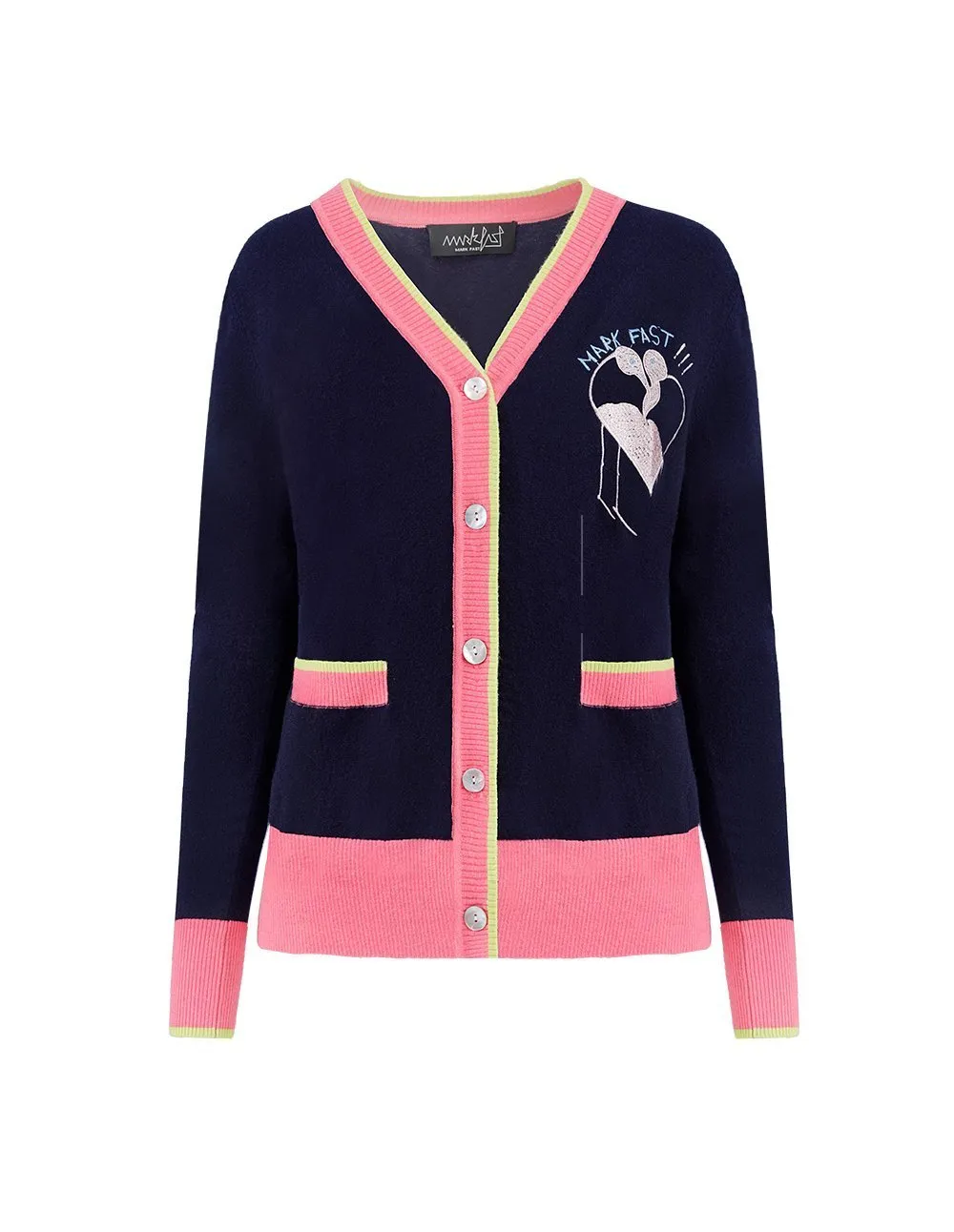 MARK FAST Women MF Passion Flamingo Woolen Striped Contrast Cardigan