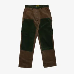 Market Color Block Corduroy Carpenter Pants Brown Green