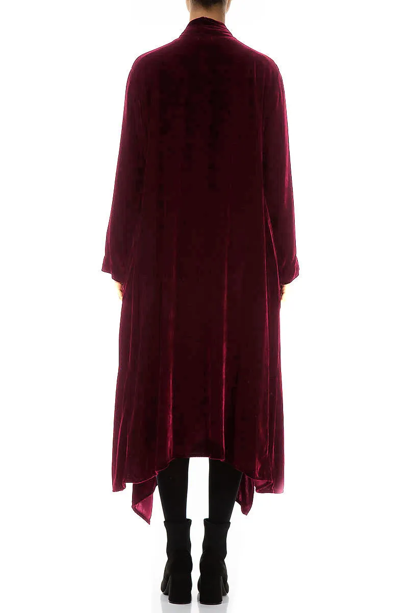 Maxi Open Claret Silk Velvet Jacket