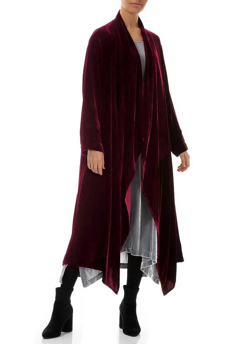 Maxi Open Claret Silk Velvet Jacket