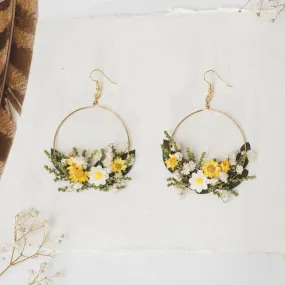 Meadow yellow and white flower earrings