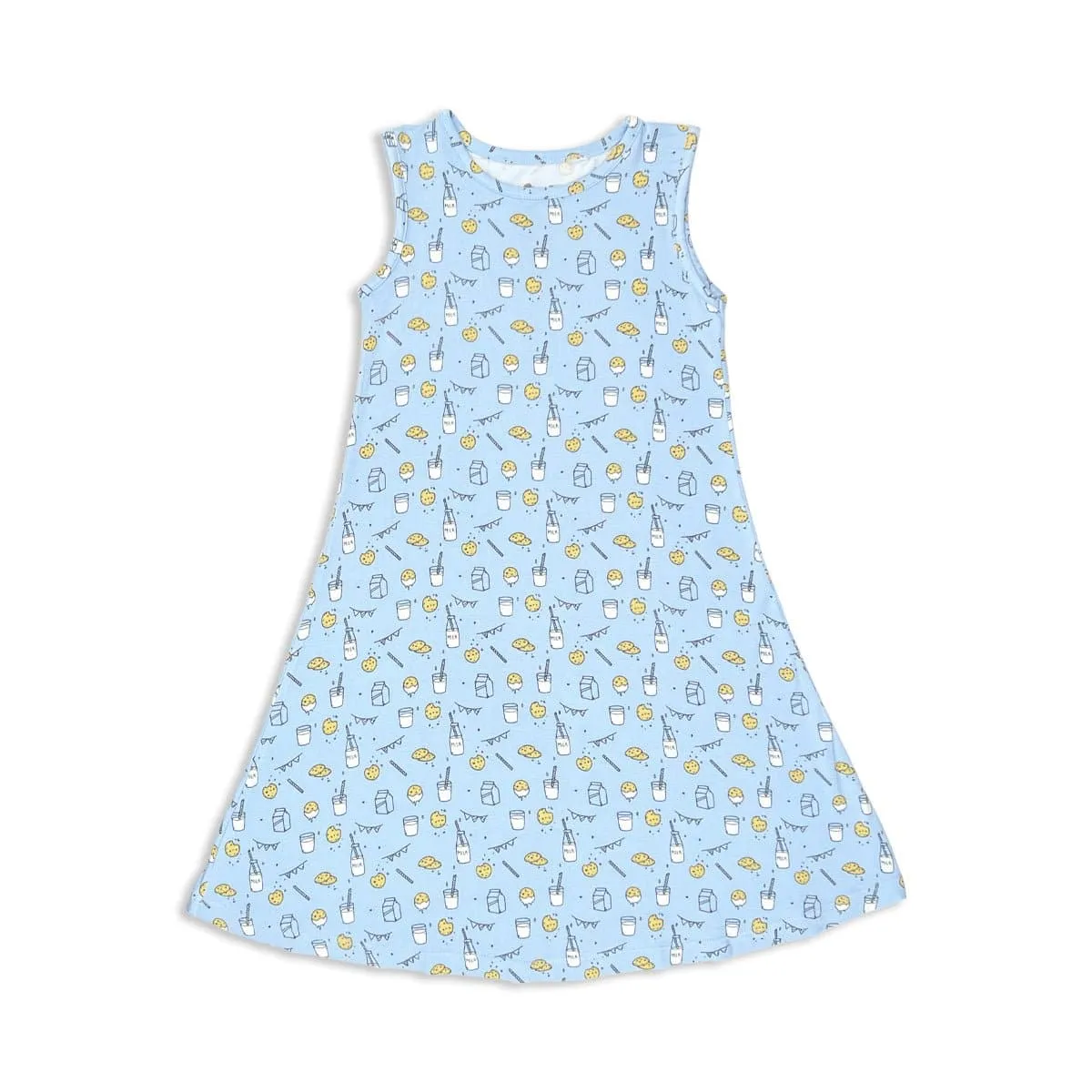 Milk & Cookies Blue Bamboo Girls' Sleeveless Dress