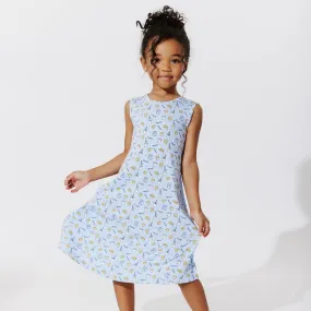 Milk & Cookies Blue Bamboo Girls' Sleeveless Dress