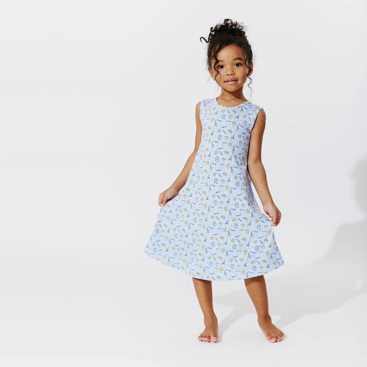 Milk & Cookies Blue Bamboo Girls' Sleeveless Dress