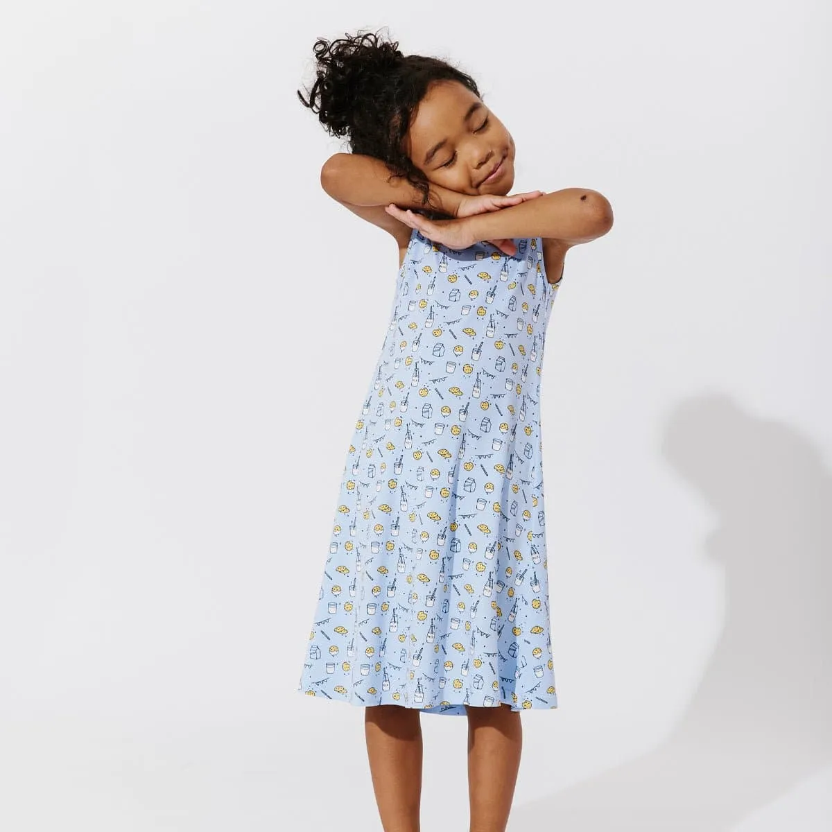 Milk & Cookies Blue Bamboo Girls' Sleeveless Dress