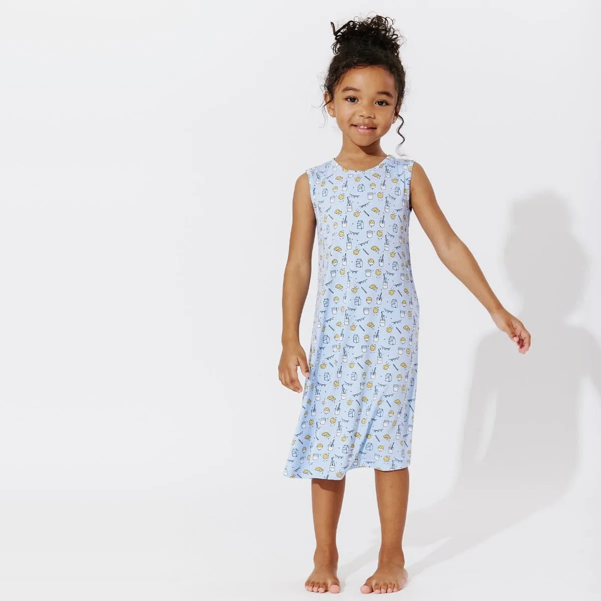 Milk & Cookies Blue Bamboo Girls' Sleeveless Dress