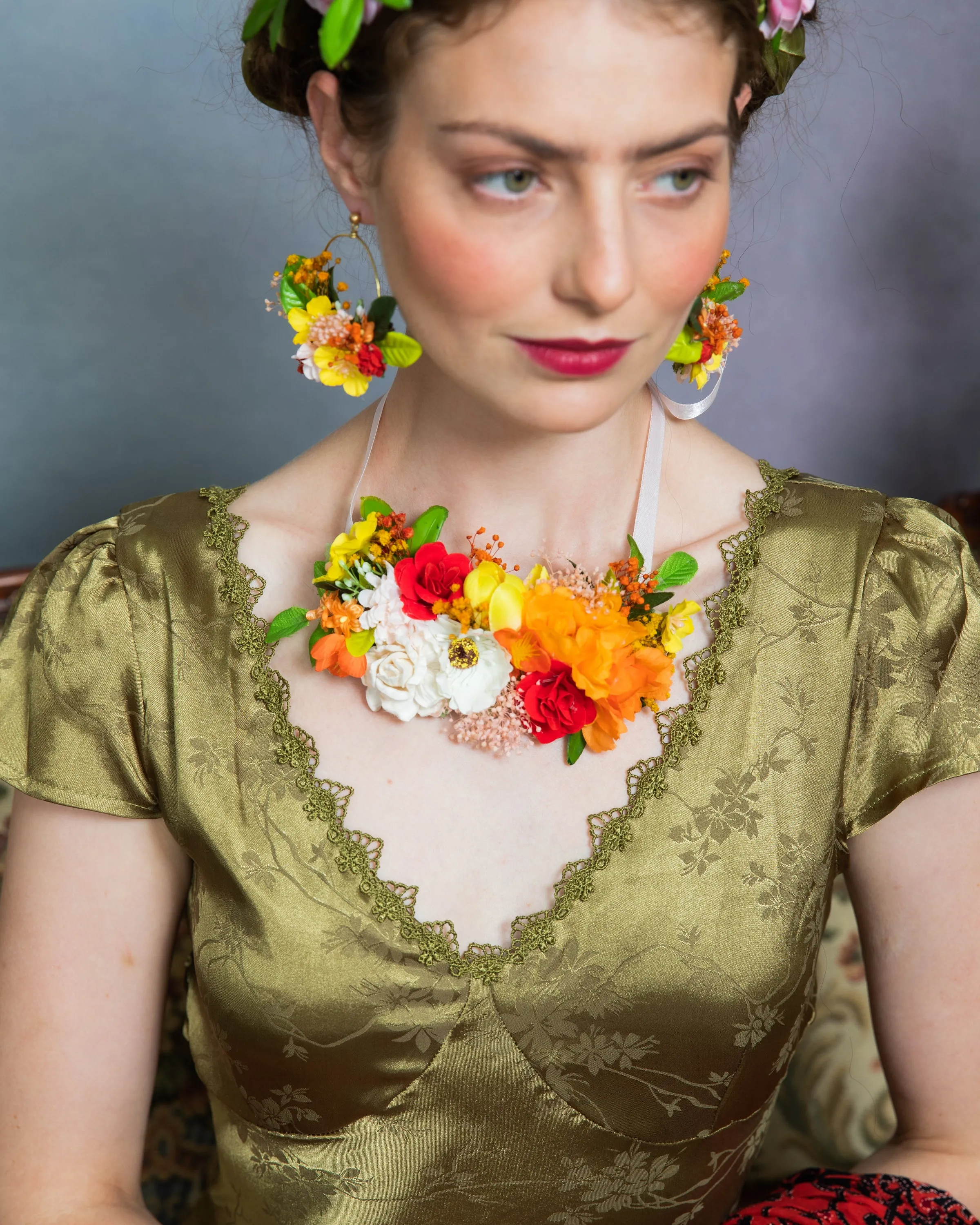 Orange and yellow summer circle earrings