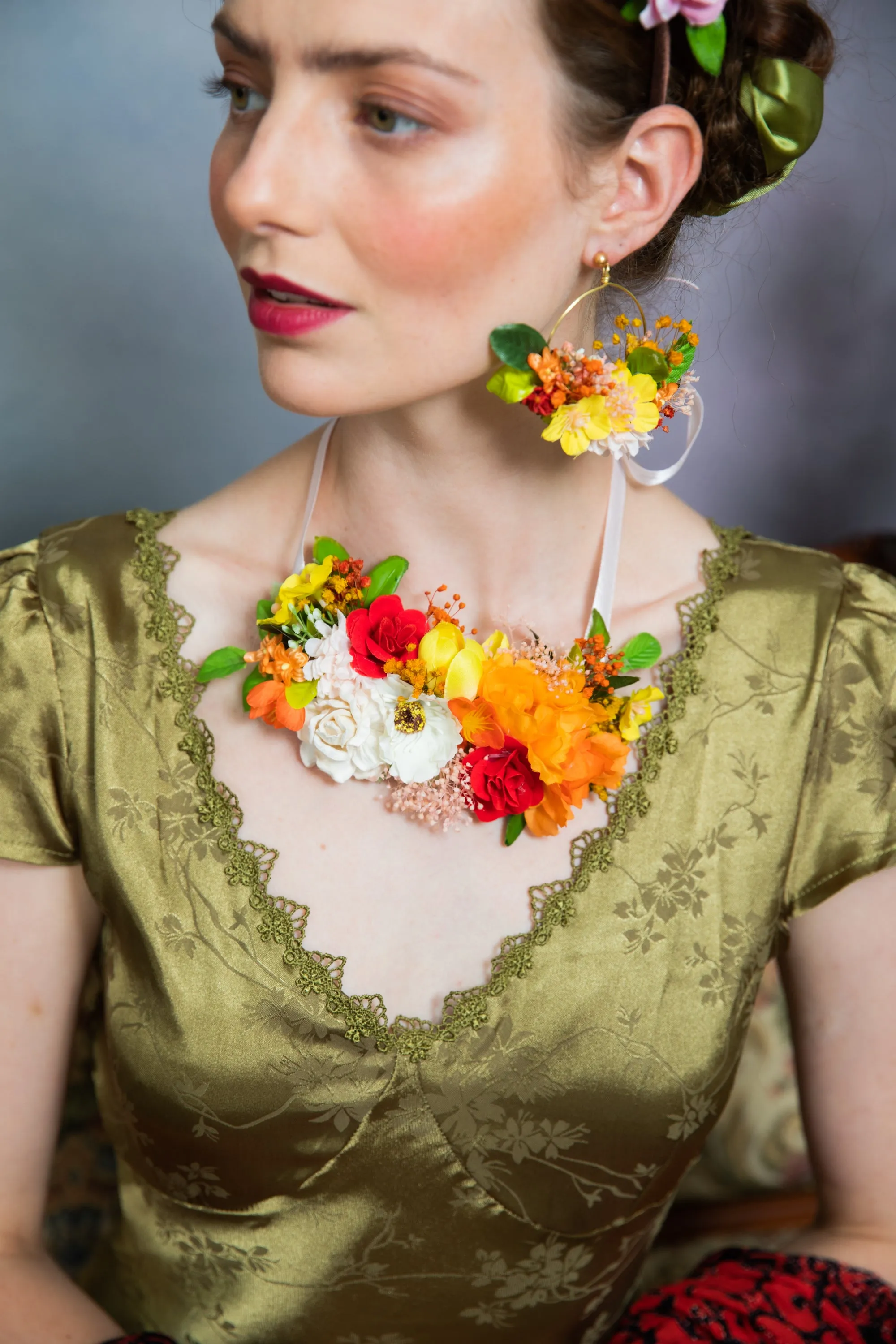 Orange and yellow summer circle earrings