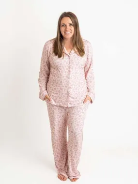 Pink Leopard Long Sleeve Button Up Pajamas