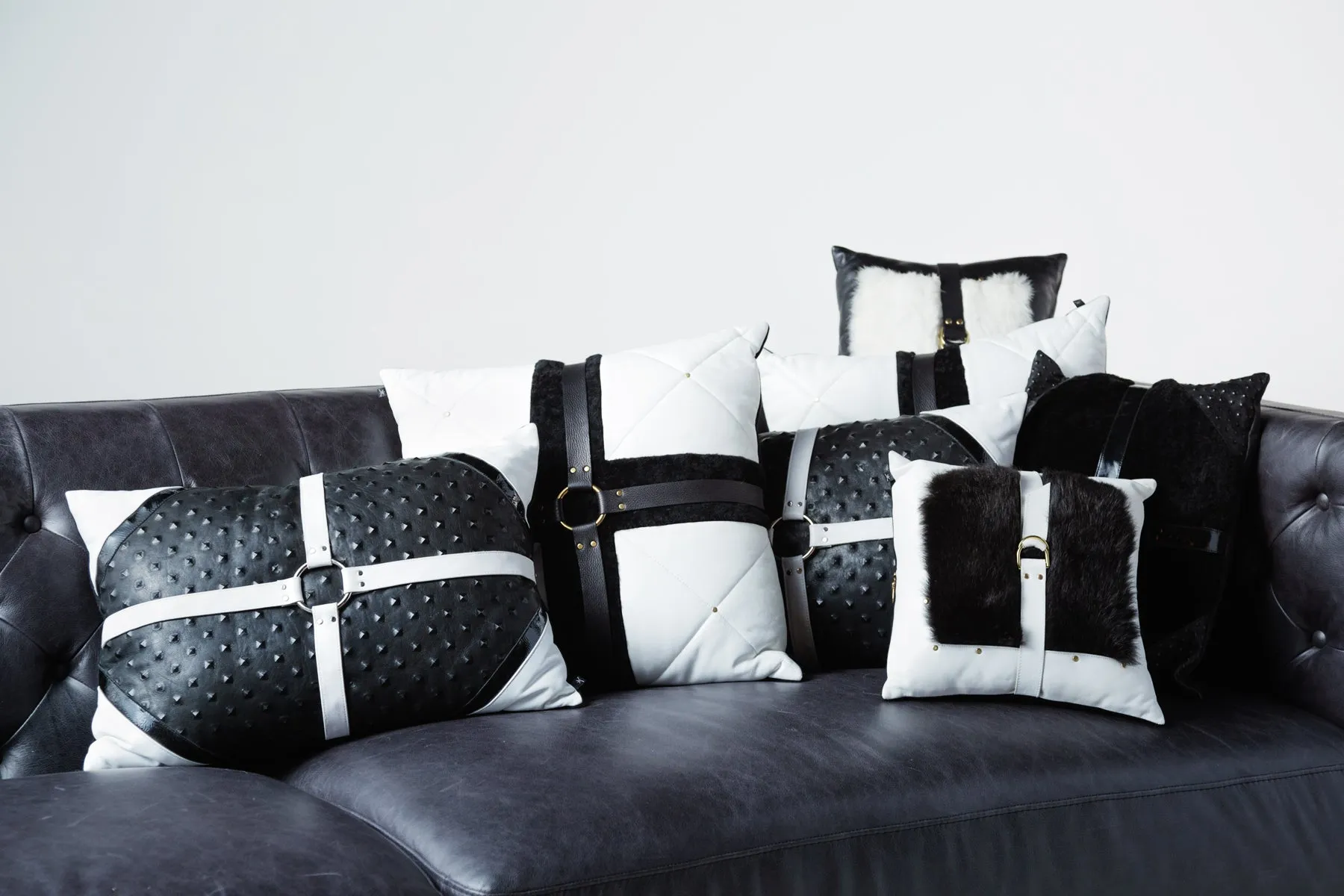 pyramid studded leather harness pillow