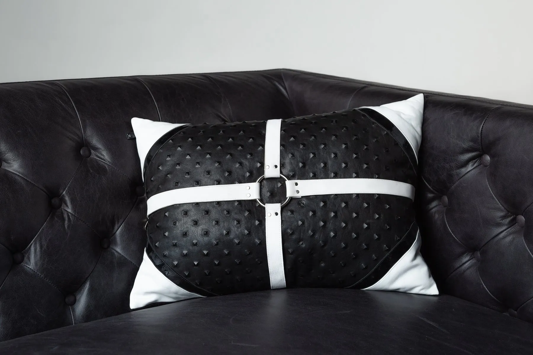 pyramid studded leather harness pillow