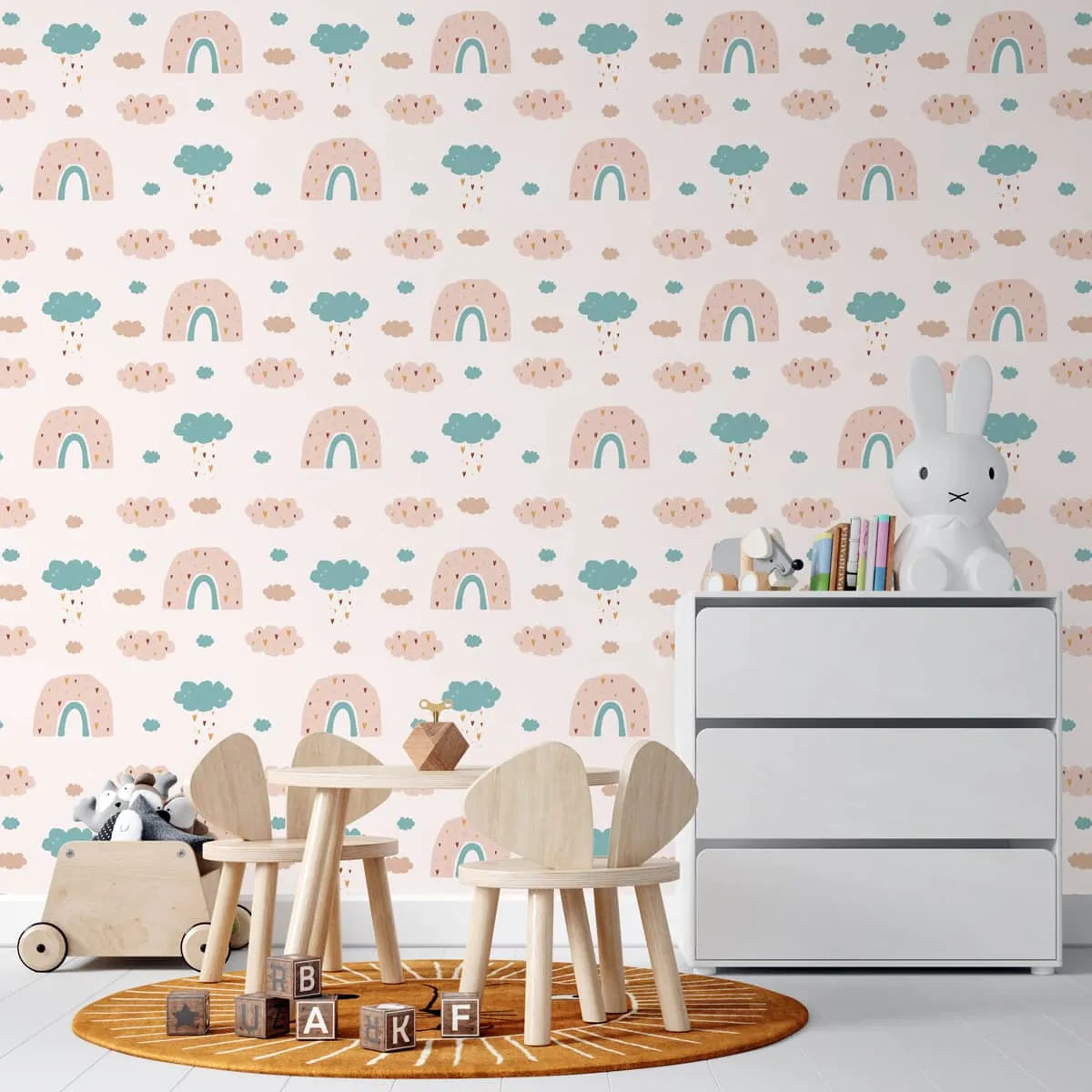 Rainbow Wallpaper for Kids Nursery Room