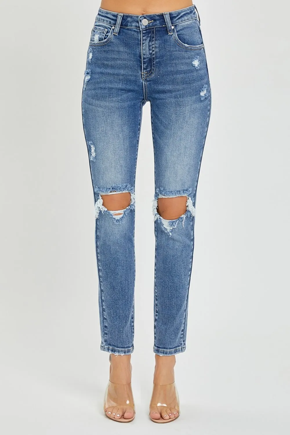 Risen Full Size High Rise Knee Distressed Skinny Jeans