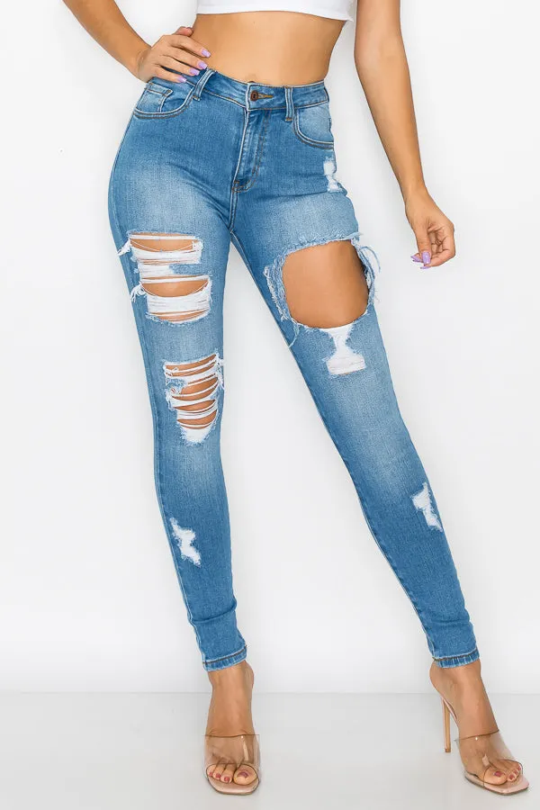 Sylvia - High Rise Hole Destructed Skinny