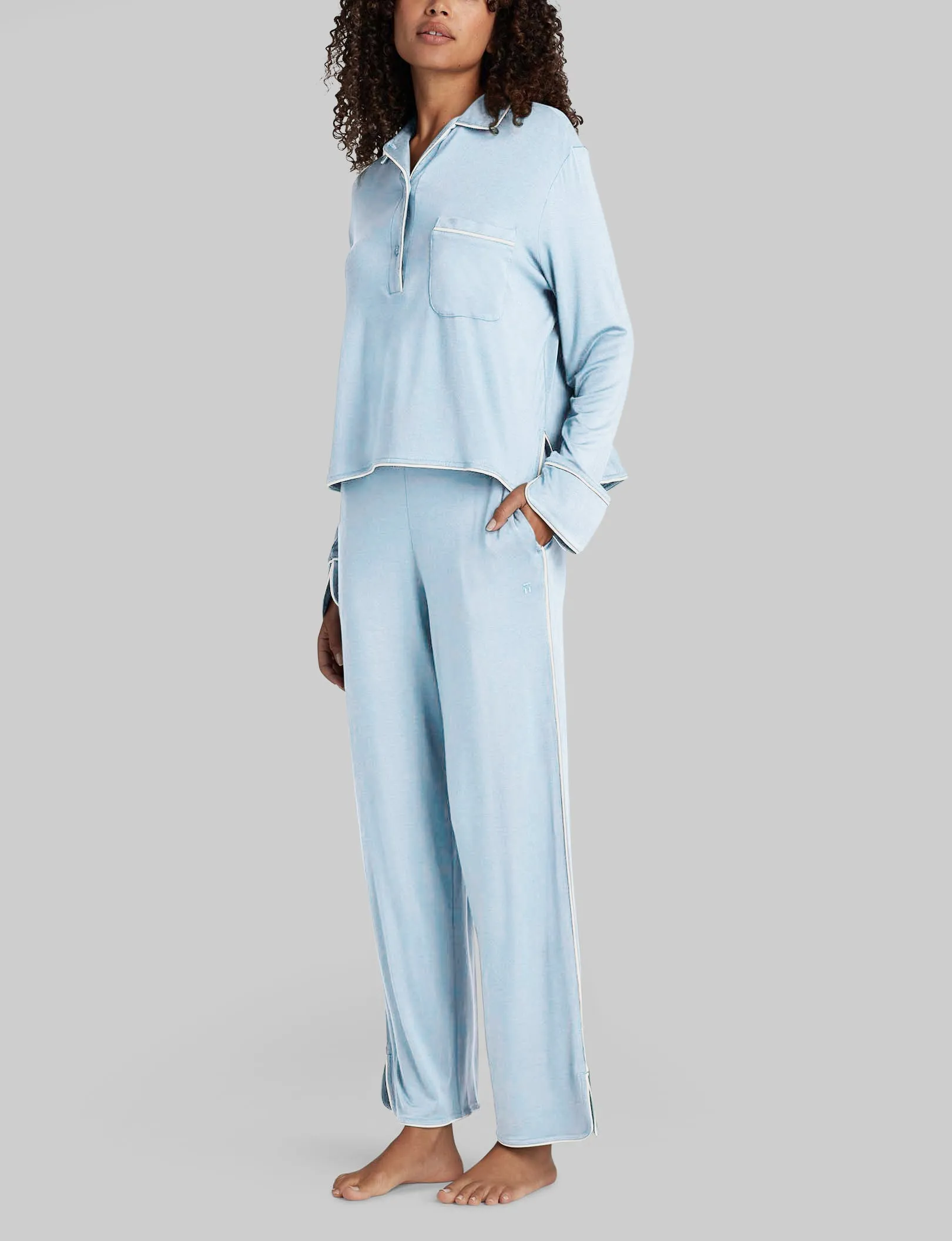 Women's Downtime Pullover Long Sleeve Pajama Top & Pant Set